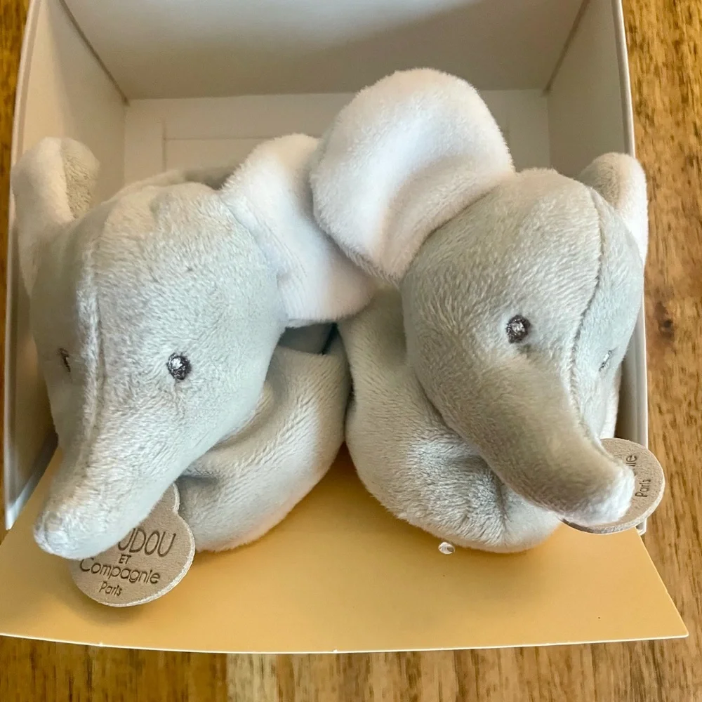 Doudou et Compagnie Cute Gray Elephant Baby Booties NWT